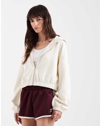 ONLY - Sudadera Corta Color Crema Con Capucha De Tejido Suave De -Blanco - Lyst