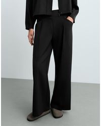Oysho - High Rise Wide-leg Neoprene-effect Trousers - Lyst