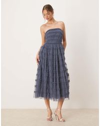 ANAYA - Bandeau Ruffle Midi Dress - Lyst