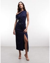 & Other Stories - Draped Jersey Midi Dress With Boat Neck And Buckle Detail - Lyst