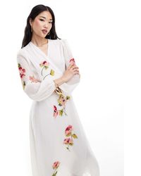 Hope & Ivy - Vestito Lungo Avvolgente Con Fiori Ricamati - Lyst