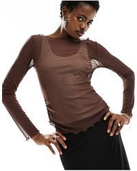 Collusion - Double Layer Long Sleeve Slash Neck Top - Lyst