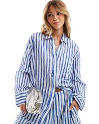 Mango - Stripe Oversized Co-ord Shirt - Lyst