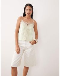 ASOS - Satin Lace Trim Tie Cami Top - Lyst