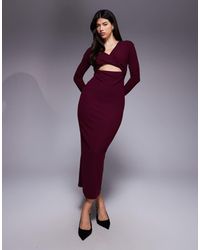 ASOS - Knot Detail Ribbed Midi Dress - Lyst