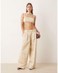 ASOS - Tailored Satin Pleated Detailing Wide Leg Pants - Lyst