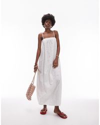 TOPSHOP - Broderie Strappy Chuck On Midi Dress - Lyst