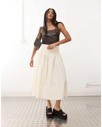 Reclaimed (vintage) - Full Midi Skirt With Dropped Hem Ruffle Waist - Lyst
