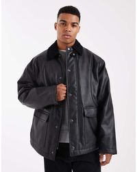 ASOS - Chaqueta Negra Extragrande De Estilo Campestre Con Solapas De Pana De - Lyst