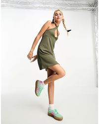 Noisy May - Textured Halter Neck Mini Skater Dress - Lyst