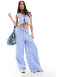 Wednesday's Girl - Pantalones Azules A Rayas De Pernera Ancha De (Parte De Un Conjunto) - Lyst
