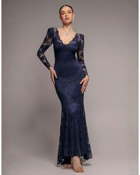 Goddiva - Fit & Flare Scallop Lace V Neck Maxi Dress - Lyst
