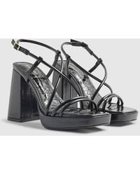 River Island - Triple Strap Platform Heeled Sandals - Lyst