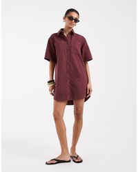 ASOS - Denim Boxy Shirt Dress With Pocket Detail - Lyst