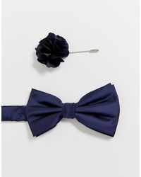 Ben Sherman Bow Tie And Lapel Pin Set - Blue