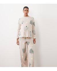 ASOS - Asos Design Maternity Long Sleeve Top & Wide Leg Trouser Pyjama Set - Lyst