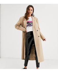 ASOS Asos Design Tall Double Breasted Longline Coat - Natural