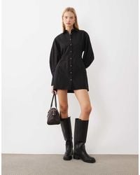 ASOS - Mini Shirt Dress With Cinched Waist - Lyst