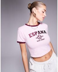 Kaiia - Sport Contrast Trim Espana Baby Tee - Lyst