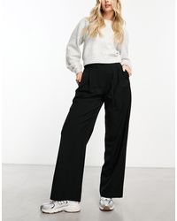 ASOS - Pantalones De Sastre Negros De Pernera Ancha Con Pinzas De Hourglass - Lyst