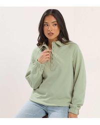PixieGirl - Petite Button Collar Sweatshirt - Lyst