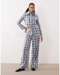 Ghospell - Maya Sequin Tartan Print Wide Leg Trouser Co-Ord - Lyst