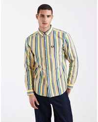 Fred Perry - Camicia Comoda A Righe Con Logo - Lyst
