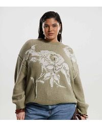 ASOS - Asos Design Curve Knitted Rose Printed Oversized Crew Neck Jumper - Lyst