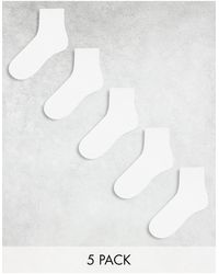 River Island - Confezione di 5 paia di calzini bianchi alla caviglia - Lyst