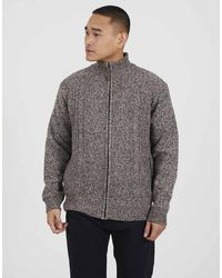 Brave Soul - Funnel Neck Waffle Knit Zip Through Cardigan - Lyst
