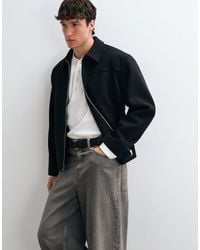 ASOS - Zip Through Wool Look Jacket - Lyst