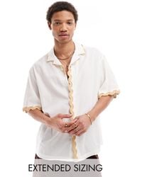 ASOS - Short Sleeve Relaxed Revere Collar Seersucker Shirt With Wavy Detailing - Lyst
