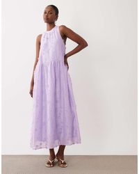 Vero Moda - High Neck 3d Floral Applique Full Midi Dress - Lyst