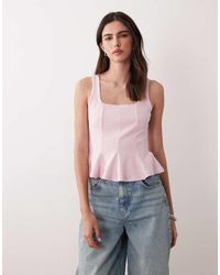 Gina Tricot - Square Neck Peplum Top - Lyst