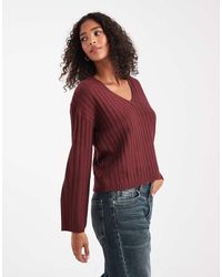 Brave Soul - Deep V-neck Ribbed Jumper - Lyst