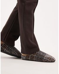 ASOS - – karierte mules-hausschuhe aus angerautem material mit fleece-innenfutter - Lyst