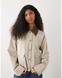 Noisy May - Contrast Collar Lightweight Barn Jacket - Lyst