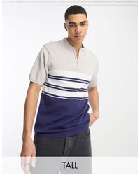 Another Influence - Tall - polo grigia color block con zip - Lyst