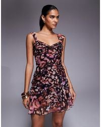 ASOS - Chiffon Micro Ruffle Detail Cami Mini Dress With Godet Skirt - Lyst