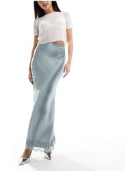 ASOS - Satin Bias Maxi Skirt With Lace Trim - Lyst