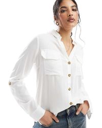 Vero Moda - Button Down Shirt With Pocket Detail - Lyst
