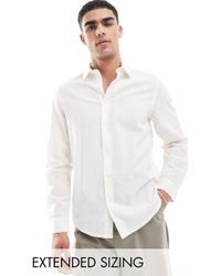 ASOS - Wedding Smart Linen Mix Regular Fit Shirt With Penny Collar - Lyst
