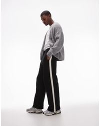 TOPMAN - baggy Leg Trackies With Contrast Side Stripe - Lyst