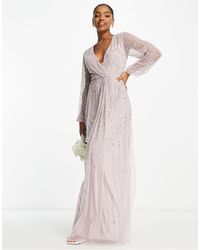 Frock and Frill - Bridesmaid Plunge Front Maxi With Embellishment - Lyst