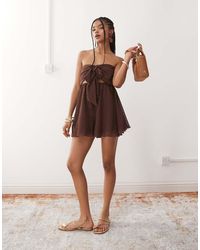 Miss Selfridge - Beach Chiffon Tie Front Playsuit - Lyst
