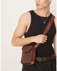 ASOS - Faux Leather Cross Body Bag With Woven Texture - Lyst