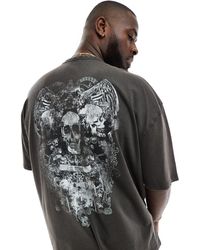 ASOS - Camiseta negro lavado extragrande con estampado grunge en la espalda - Lyst