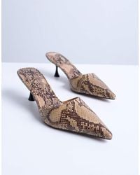 TOPSHOP - – dorota – spitze mules mit schlangenmuster und kitten-absatz - Lyst