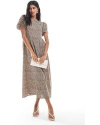 Wednesday's Girl - Leopard Print Tie-shoulder Midaxi Dress - Lyst