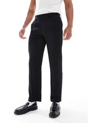 ASOS - Pantalones De Traje Negros De Pernera Recta De Tejido Texturizado De - Lyst